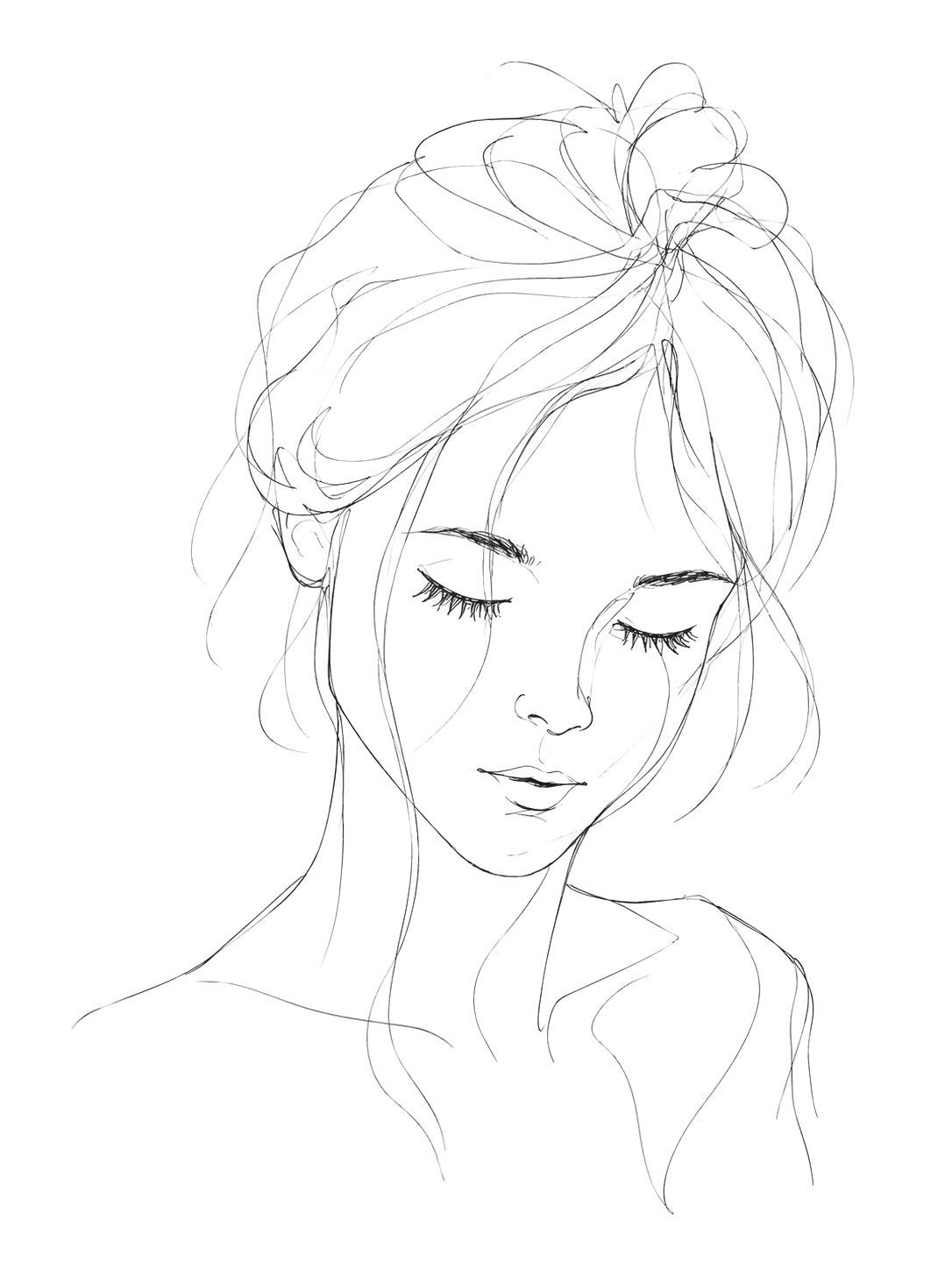A pencil drawing of a girl, made by Laasya